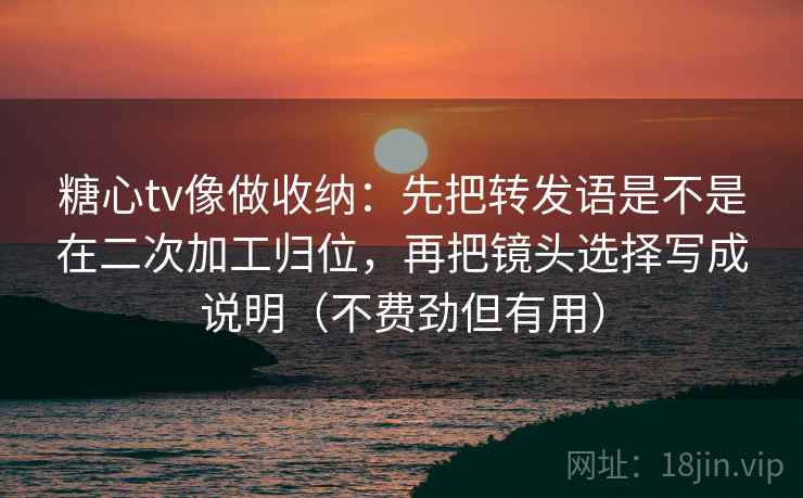 糖心tv像做收纳:先把转发语是不是在二次加工归位,再把镜头选择写成说明(不费劲但有用) 糖心tv像做收纳:先把转发语是不是在二次加工归位,再把镜头选择写成说明(不费劲但有用)